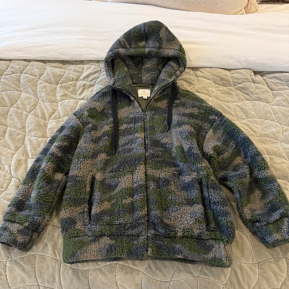 Aerie Camo Sherpa Full Zip Jacket